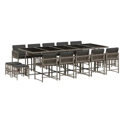 vidaXL 15 részes szürke polyrattan kerti étkezőgarnitúra párnákkal