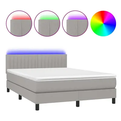 vidaXL világosszürke szövet rugós és LED-es ágy matraccal 140x200 cm