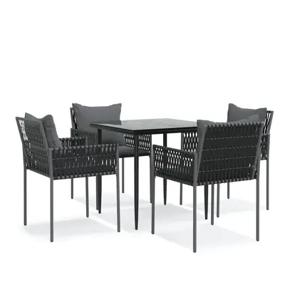 vidaXL 5 részes polyrattan és acél kerti étkezőgarnitúra párnával