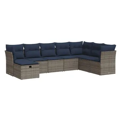vidaXL 8 részes szürke polyrattan kerti ülőgarnitúra párnákkal
