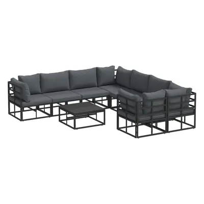 vidaXL Kerti Kanapé Szett párnával 9 pcs Fekete Acél