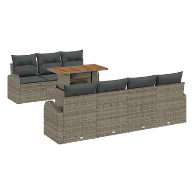 vidaXL Kerti Kanapé Szett tárolóval 8 pcs Szürke Poli rattan