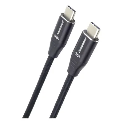 PREMIUMCORD kábel USB-C M/M, 240W 480Mbps fekete pamutfonat, 0, 5m