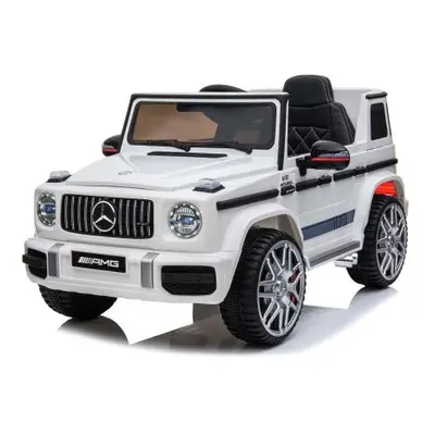 Elektromos Mercedes G autó, fehér, együléses, 12V akkumulátor, 2,4 GHz távirányító, 2X motor