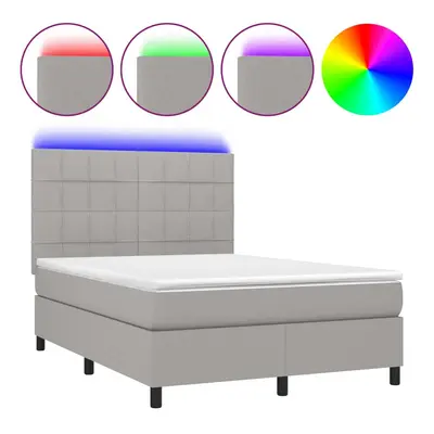vidaXL világosszürke szövet rugós és LED-es ágy matraccal 140x200 cm