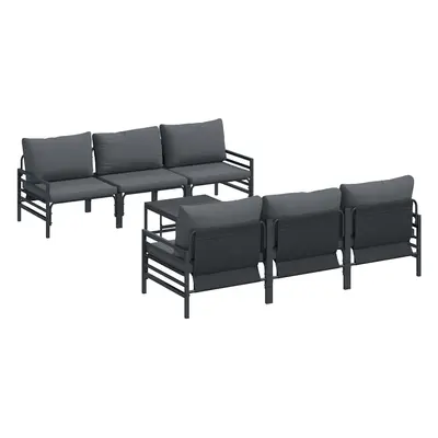 vidaXL Kerti Kanapé Szett párnával 7 pcs Fekete Acél