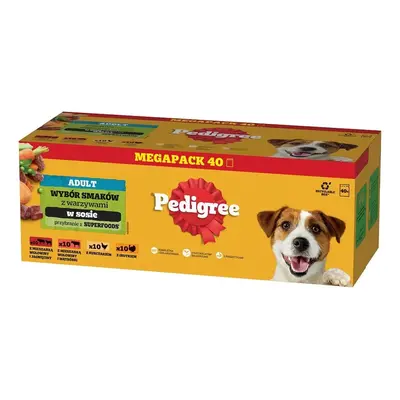 PEDIGREE Adult Choice of Flavors zöldségekkel 40x100g teljes értékű nedves eledel felnőtt kutyáknak, marhahús és bárányhús kever