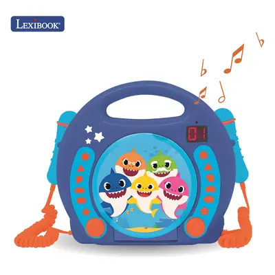 Lexibook Baby Shark hordozható CD lejátszó + 2 mikrofon