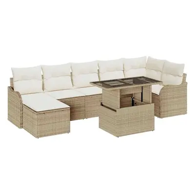 vidaXL Kerti Kanapé Szett párnával tárolóval 8 pcs Bézs Poli rattan