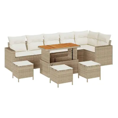vidaXL Kerti Kanapé Szett párnával 12 pcs Beige és krém polirattan