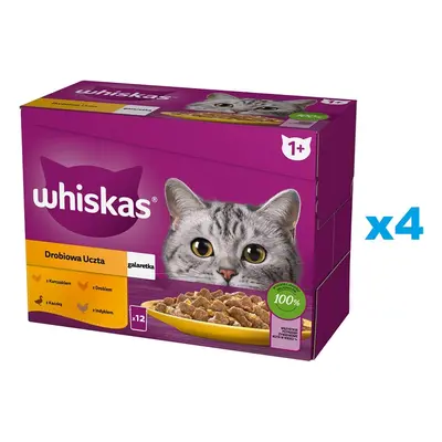 WHISKAS Adult tasak 48x85g Poultry Feast nedves eledel felnőtt macskáknak zselében: csirke, kacs