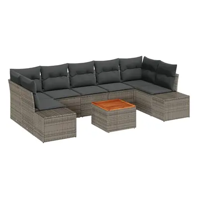 vidaXL Kerti Kanapé Szett tárolóval 8 pcs Szürke polirattan