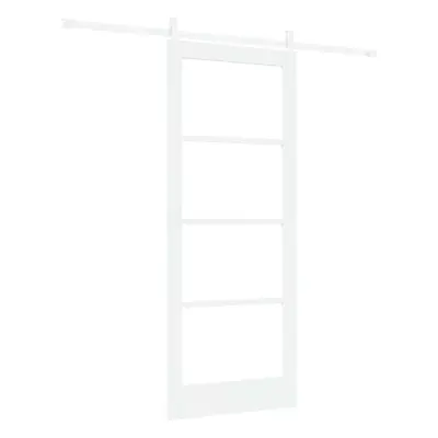 vidaXL Csúszó ajtó ORKDAL Fehér 83 x 202 cm Tömör fenyőfa és üveg