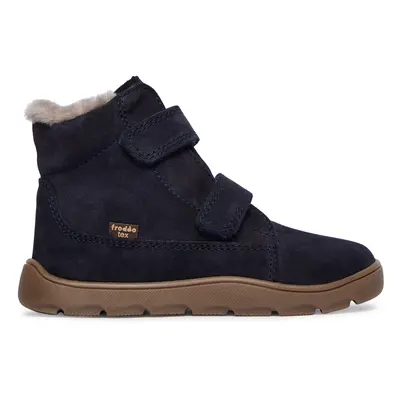 Froddo fiú téli barefoot cipő ZERU TEX FURRY Dark Blue G2110151 | téli gyerek bokacipő tépőzárral | bőr cipő membránnal és rugal