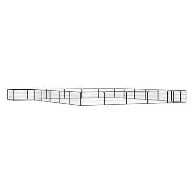 vidaXL 24 paneles fekete porszórt acél kutyakennel 100 x 50 cm