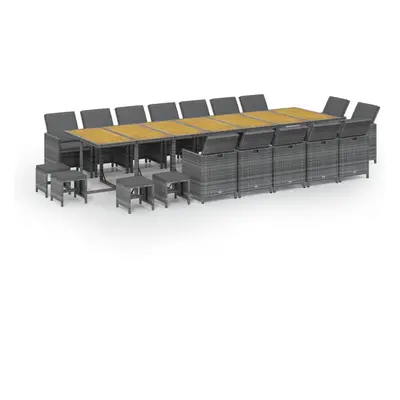 vidaXL 19 részes szürke polyrattan kerti étkezőgarnitúra párnákkal
