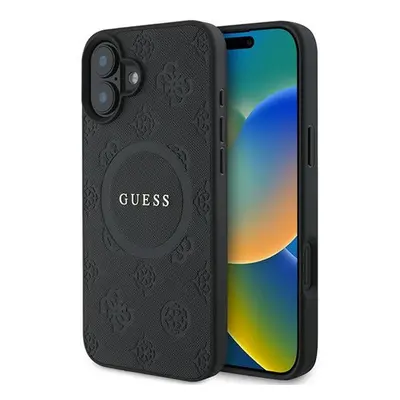 Guess Saffiano Peony Classic Logo Apple iPhone 16 Plus Magsafe kompatibilis hátlap tok, fekete