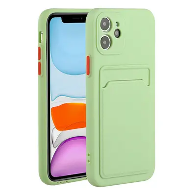 Apple iPhone 11 Pro, Szilikon tok, kártyatartóval, Wooze Card Slot, világoszöld