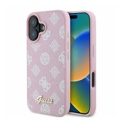 Guess Peony Script Apple iPhone 16 MagSafe kompatibilis hátlap tol, rózsaszín