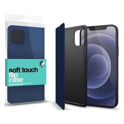 Apple iPhone 13 Pro Max, Oldalra nyíló tok, stand, Xprotector Soft Touch Flip, sötétkék