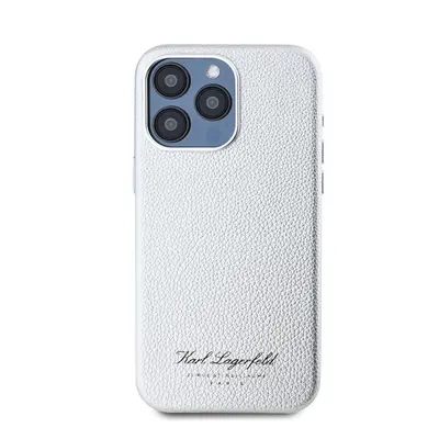 Karl Lagerfeld Grained PU Hotel RSG iPhone 15 Pro Max hátlap tok, ezüst