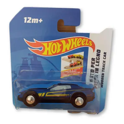 Kék fa kisautó, fa sínkészletekkel kompatibilis - Hot Wheels - ÚJ