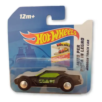 Szürke-zöld fa kisautó, fa sínkészletekkel kompatibilis - Hot Wheels - ÚJ