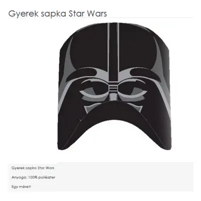 50 cm-es fejre fekete polár sapka - Star Wars - Darth Vader - ÚJ