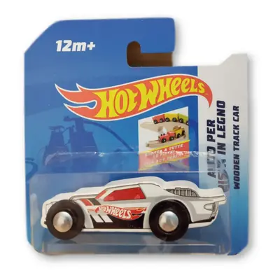 Fehér fa kisautó, fa sínkészletekkel kompatibilis - Hot Wheels - ÚJ