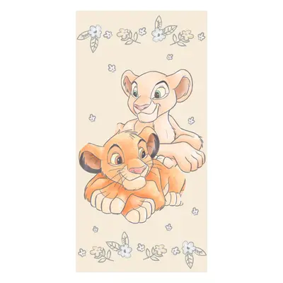 Disney Az Oroszlánkirály Simba & Nala fürdőlepedő, strand törölköző Yellow 70*140cm - ÚJ