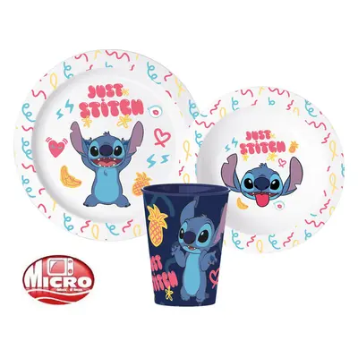 Disney Lilo és Stitch Palms étkészlet, micro műanyag szett, pohárral 260 ml - ÚJ