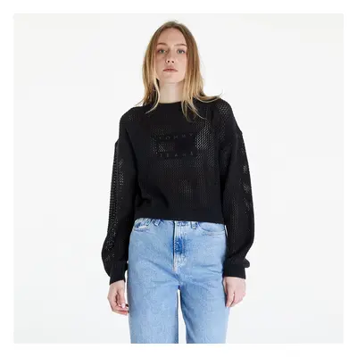 Pulóver Tommy Jeans Open Stitch Flag Sweater Black