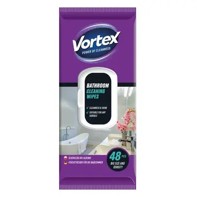 Nedves fürdőtisztító törlőkendők - Vortex Bathroom Cleaning Wipes, 48 db.