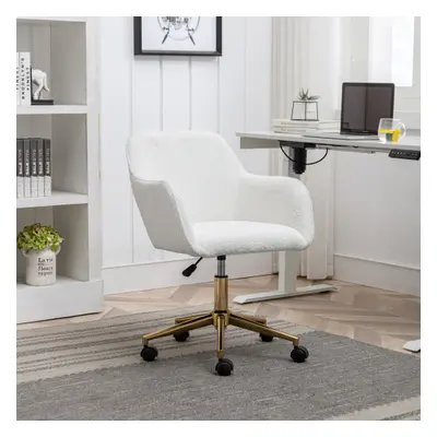 Modern Teddy Fabric Material Adjustable Height 360 Revolving Home Office Chair With Gold Metal L