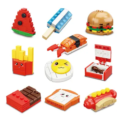 Cartoon Food and Cute Burger Small Pellet Building Blocks Set Compatible LEGO