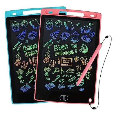 LCD Writing Tablet, 2 Packs Drawing Pads for Kids 3 4 5 6 Years Old 8.5 Inch Colorful Lines Dood