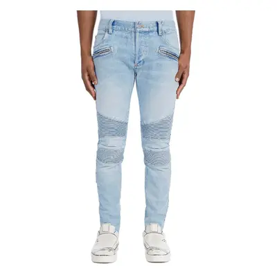 Men&#039;s Sexy Pleated Blue Stretch Jeans