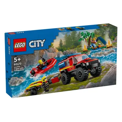 LEGO® CITY 60412 4X4 TŰZOLTÓAUTÓ MENTŐCSÓNAKKAL