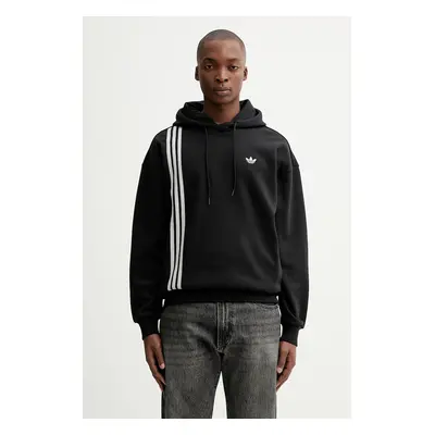 adidas Originals felső Front ST fekete, nyomott mintás, kapucnis, JV9879