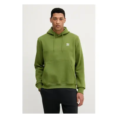 adidas Originals felső Essentials zöld, nyomott mintás, kapucnis, JW1067