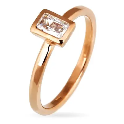 925 ezüst gyűrű - kiemelkedő cirkónia keretben, bronz árnyalat - Nagyság: 55