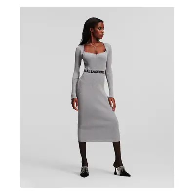 Ruha Karl Lagerfeld Lslv Lurex Logo Knit Dress Silver Lurex