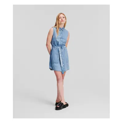 Ruha Karl Lagerfeld Jeans Klj Slvless Belted Denim Dress Vintage Light Blue