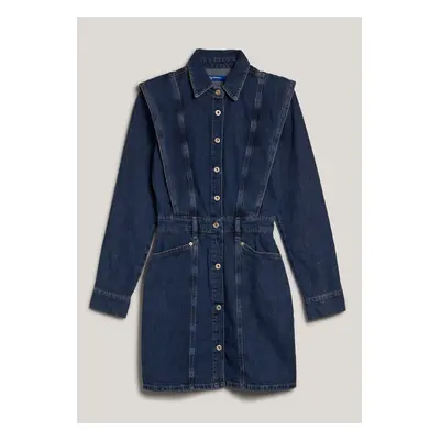 Ruha Karl Lagerfeld Jeans Klj Utility Denim Dress Dark Blue Stone