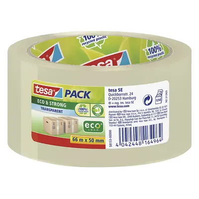 tesa PP-csomagolĂłszalag, tesapackÂ® Eco & Strong, cs. e. tekercs, ĂˇtlĂˇtszĂł, szĂ©lessĂ©g mm