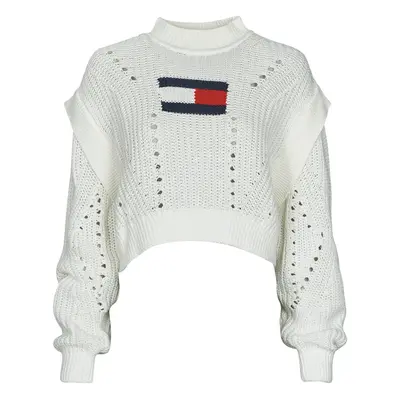 Tommy Jeans TJW OVRSZD FLAG STITCH SWEATER Pulóverek Fehér