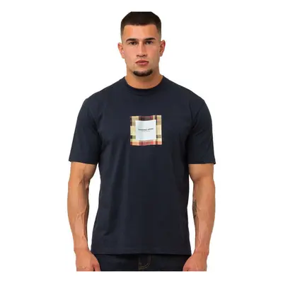 Marshall Artist Carter Check Box Logo T-Shirt Navy Pólók / Galléros Pólók Kék