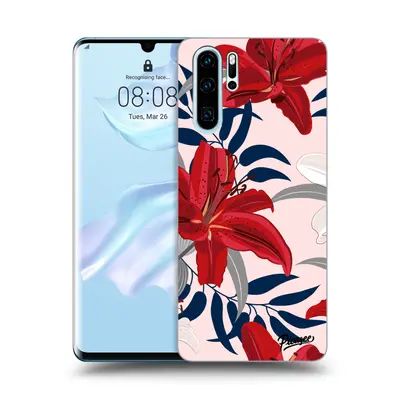 Fekete szilikon tok az alábbi mobiltelefonokra Huawei P30 Pro - Red Lily