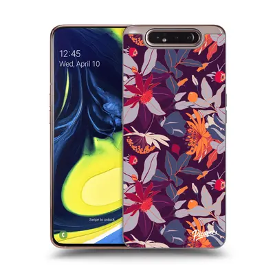 Átlátszó szilikon tok az alábbi mobiltelefonokra Samsung Galaxy A80 A805F - Purple Leaf