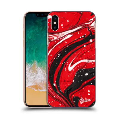 Fekete szilikon tok az alábbi mobiltelefonokra Apple iPhone X/XS - Red black